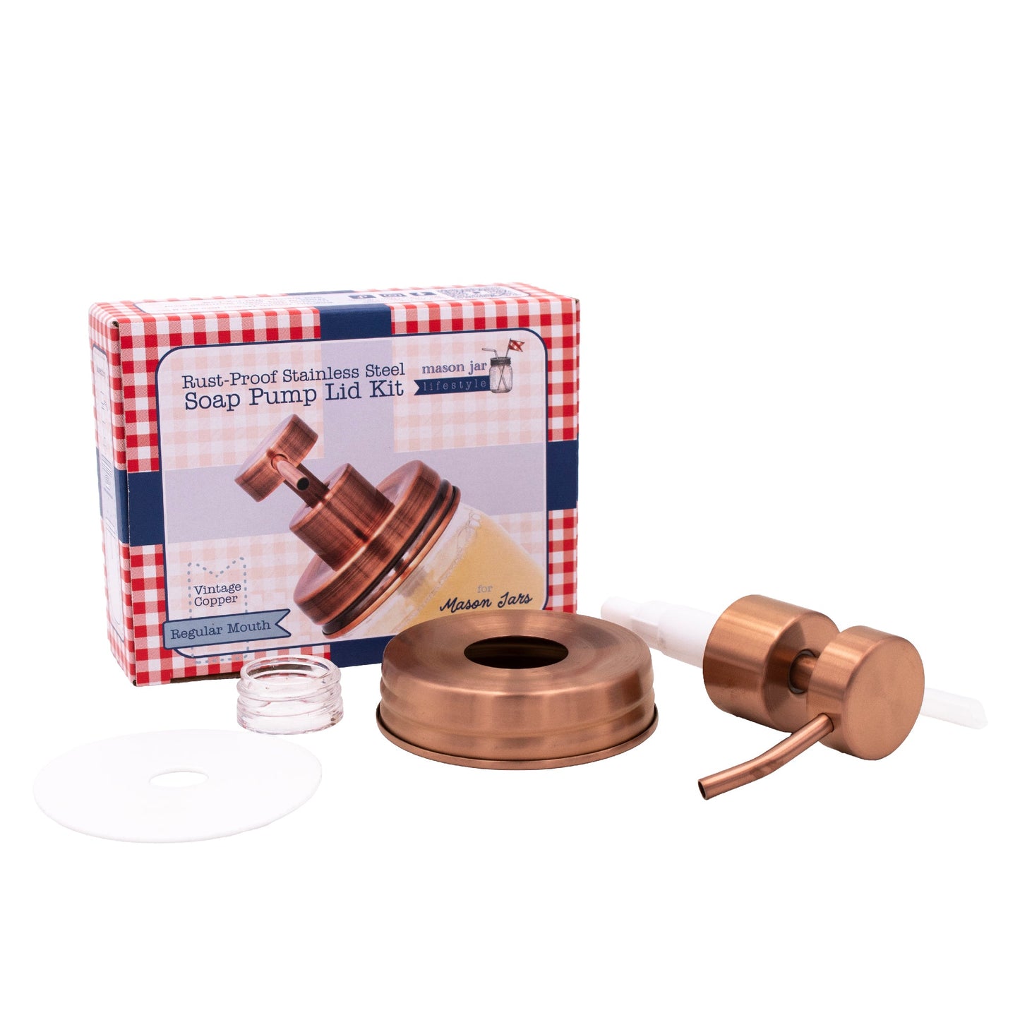 Vintage Copper Soap Pump Lid Kit for Regular Mouth Mason Jars