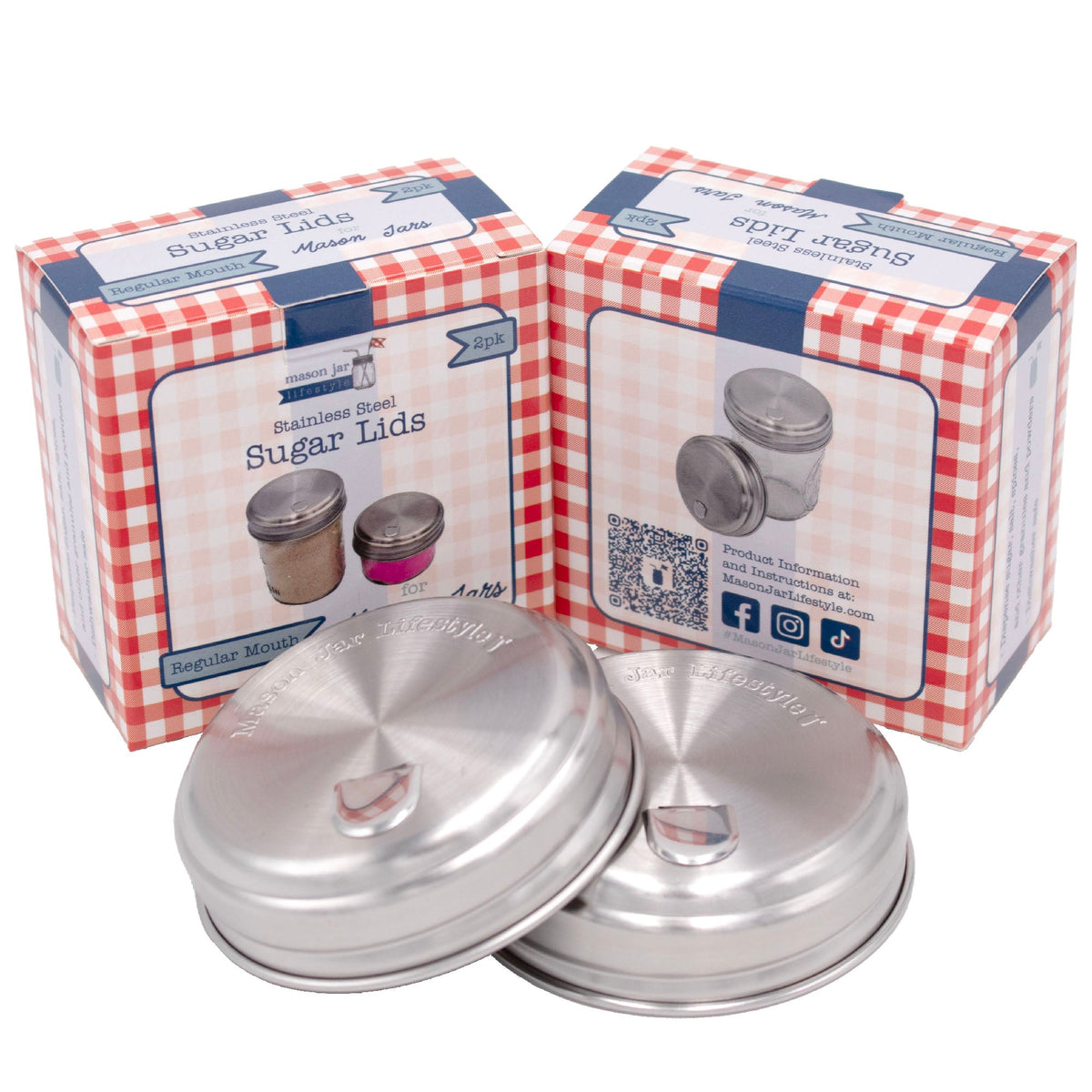 Sugar Dispensing Stainless Steel Lids for Mason Jars 2 Pack